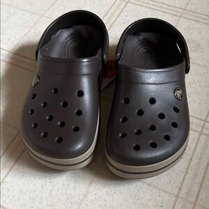 CROCS Dark Brown Clogs with Light Sole